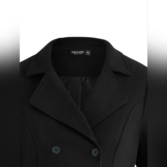 Plus, Solid Double-Breasted Overcoat - Picture 2 of 7